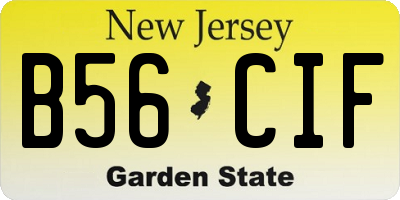 NJ license plate B56CIF