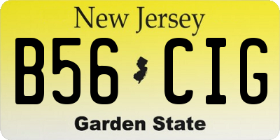 NJ license plate B56CIG