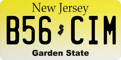 NJ license plate B56CIM