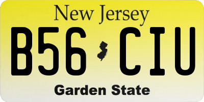 NJ license plate B56CIU