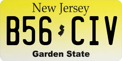 NJ license plate B56CIV