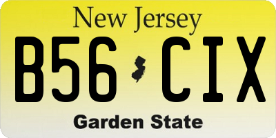 NJ license plate B56CIX