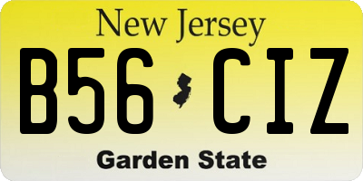 NJ license plate B56CIZ