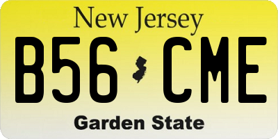 NJ license plate B56CME