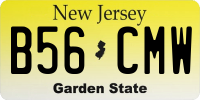 NJ license plate B56CMW