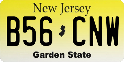 NJ license plate B56CNW