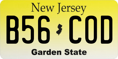 NJ license plate B56COD