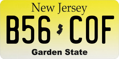 NJ license plate B56COF