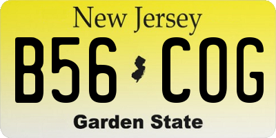 NJ license plate B56COG