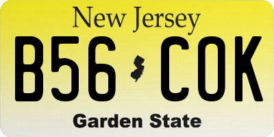 NJ license plate B56COK