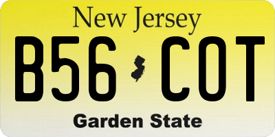 NJ license plate B56COT