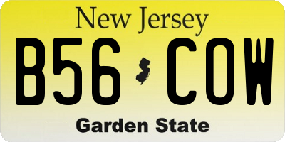 NJ license plate B56COW