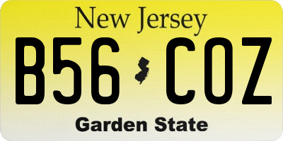 NJ license plate B56COZ