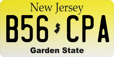 NJ license plate B56CPA