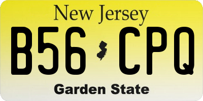 NJ license plate B56CPQ