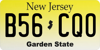 NJ license plate B56CQO