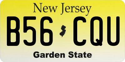 NJ license plate B56CQU