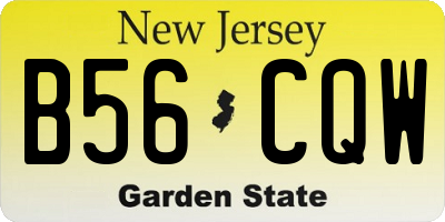 NJ license plate B56CQW