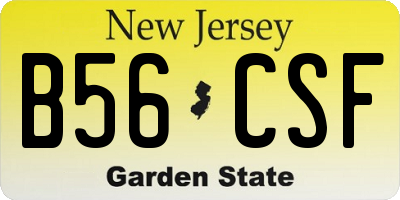 NJ license plate B56CSF