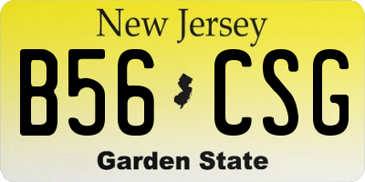 NJ license plate B56CSG