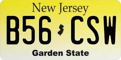 NJ license plate B56CSW