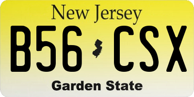 NJ license plate B56CSX