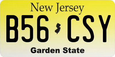 NJ license plate B56CSY