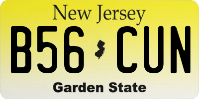 NJ license plate B56CUN