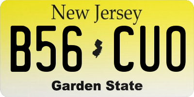 NJ license plate B56CUO