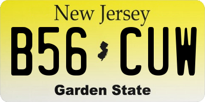 NJ license plate B56CUW