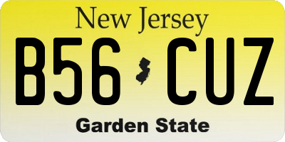 NJ license plate B56CUZ