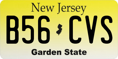 NJ license plate B56CVS