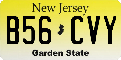 NJ license plate B56CVY
