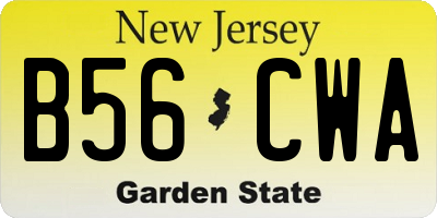 NJ license plate B56CWA