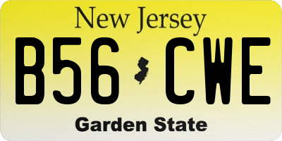NJ license plate B56CWE