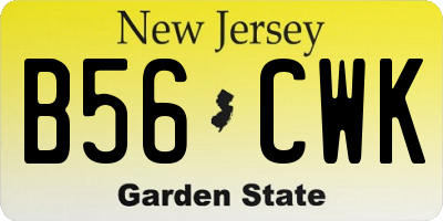 NJ license plate B56CWK