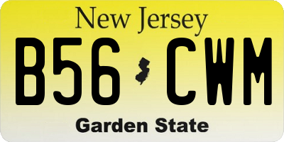 NJ license plate B56CWM