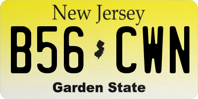 NJ license plate B56CWN