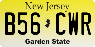 NJ license plate B56CWR