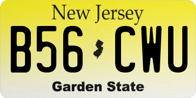 NJ license plate B56CWU