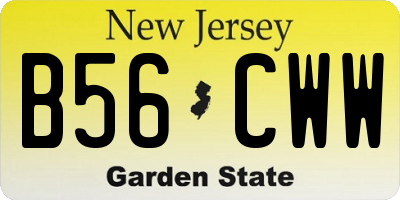 NJ license plate B56CWW
