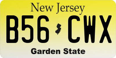 NJ license plate B56CWX