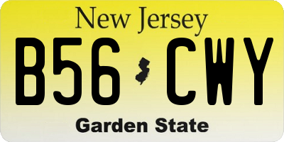 NJ license plate B56CWY