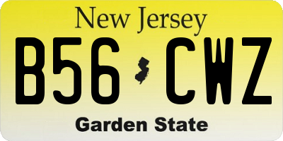 NJ license plate B56CWZ