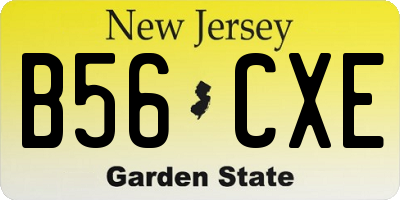 NJ license plate B56CXE