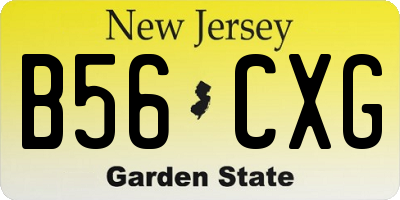 NJ license plate B56CXG