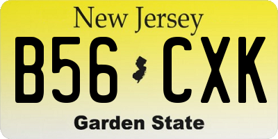 NJ license plate B56CXK