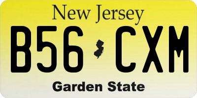 NJ license plate B56CXM
