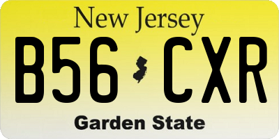 NJ license plate B56CXR