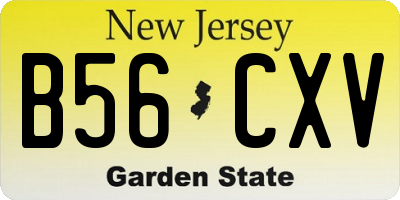 NJ license plate B56CXV